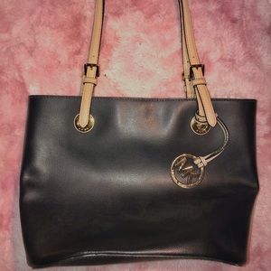 Black Leather Michael Kors Tote Bag